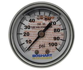 Pgscbm-100-g Boshart Industries 2 Inch Center Back Mount Liquid Pressure Gauge