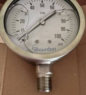 Mex5-d62.h21 Bourdon Mex5-d62.h21/0133 Industrial Pressure Gauge To 100 Psi 4 In Dial Liquid-filled