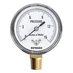 Bpssdi 313025181129 0-15 Inches Water Column Gauge Low Pressure 2.5 Inch Dial Size 1/4 Npt Mount