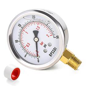 Bpssdi 313099192175 0-30 Psi Glycerin Liquid Filled Low Pressure Gauge 2.5 Inch Dial Size 1/4 Npt