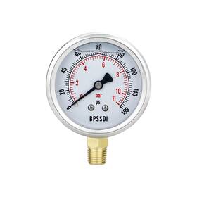 Bpssdi 445038628636 0-160 Psi Glycerin Low Pressure Gauge 2.5 Inch Dial Size 1/4 Npt Lower Mount