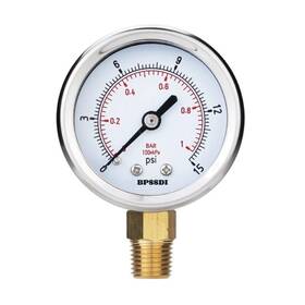 Bpssdiganbiao-0-15 Bpssdi 0-15 Psi Low Pressure Gauge 2 Dial Size 1/4 Npt Lower Mount Waterproof