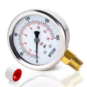 Bpssdiganbiao-0-200psi-8 Bpssdi 0-200 Psi Pressure Gauge 2.5 Inch Dial Size 1/8 Npt Lower Mount 304 Stainless St Bpssdiganbiao-0-200psi-8 Bpssdi 0-200 Psi Pressure Gauge 2.5 Inch Dial Size 1/8 Npt Lower Mount 304 Stainless St