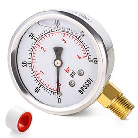 Bpssdiyoubiao-4bar-1 Bpssdi 0-60 Psi Glycerin Liquid Filled Low Pressure Gauge 2.5 Inch Dial Size 1/4 Npt Lower