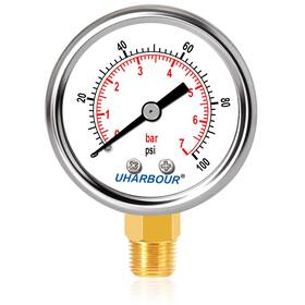 Gdd055 Branded Water Well Pump Liquid Filled Side Lower Mount Pressure Gauge To 100 Psi