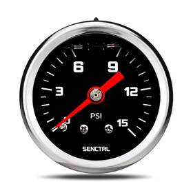Branded01 445031034076 0-15 Psi Fuel Pressure Gauge 1-1/2 Inch Black Dial 1/8 Npt Back Mount Silicone Oil