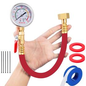 A106-red Breezliy Water Test Pressure Gauge Kit 2.5 Inch Dial 12 Epdm Rubber 1/4 Lead-free Valve