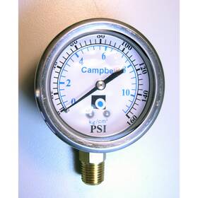 Pg12t-l-nl Campbell 1/4 Inch 0-160 Psi Steel Liquid Filled Pressure Gauge