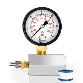 Carbo Instruments 445024670656 30 Psi Gas Test Pressure Gauge 3/4 Inch Fnpt Brass Valve Dual Scale Kpa
