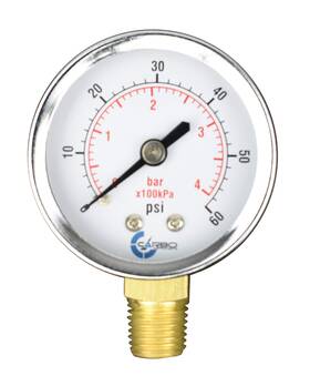 Carbo Instruments 810017350261 2 Inch Pressure Gauge Chrome Plated Steel Case Dry 0-60 Psi/kpa Lower Mount 1/4 Npt