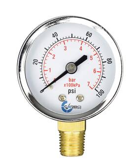 Carbo Instruments 810017350278 2 Inch Pressure Gauge Chrome Plated Steel Case Dry 0-100 Psi/kpa Lower Mount 1/4