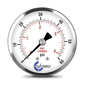 Carbo Instruments 810017350445 2-1/2 Inch Pressure Gauge Chrome Plated Steel Case Dry 0-60 Psi/kpa Back Mount 1/