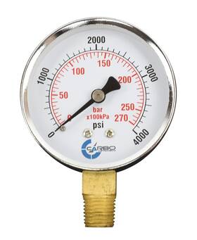 Carbo Instruments 810017350735 2-1/2 Inch Pressure Gauge Chrome Plated Steel Case Dry 0-4000 Psi/kpa Lower Mount