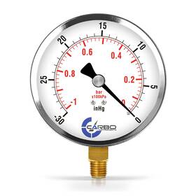 Carbo Instruments 810017350827 4 Inch Pressure Gauge Chrome Plated Steel Case Dry 0-200 Psi/kpa Lower Mount 1/4
