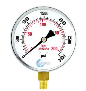 Carbo Instruments 810017350896 4 Inch Pressure Gauge Chrome Plated Steel Case Dry 0-3000 Psi/kpa Lower Mount 1/4