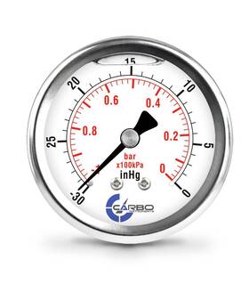 Carbo Instruments 810017351299 2 1-2 Inch Pressure Gauge Stainless Steel Case Chrome Plated Brass Connection