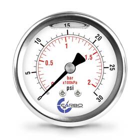 Carbo Instruments 810017351329 2 1-2 Inch Pressure Gauge Stainless Steel Case Chrome Plated Brass Connection Lqi