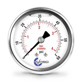 Carbo Instruments 810017351336 2 1-2 Inch Pressure Gauge Stainless Steel Case Chrome Plated Brass Connection Lqi