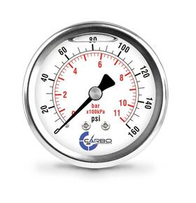 Carbo Instruments 810017351350 2 1-2 Inch Pressure Gauge Stainless Steel Case Chrome Plated Brass Connection Lqi