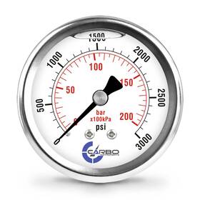 Carbo Instruments 810017351435 2 1-2 Inch Pressure Gauge Stainless Steel Case Chrome Plated Brass Connection