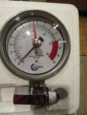 Carbo Instruments 810017352760 4 Inch Gas Test Pressure Gauge 15 Pound Psi / 30 In Of Mercury 3/4 Fnpt Con Carbo Instruments 810017352760 4 Inch Gas Test Pressure Gauge 15 Pound Psi / 30 In Of Mercury 3/4 Fnpt Con