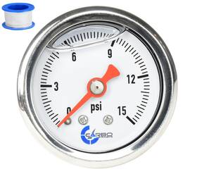Carbo Instruments 810017353095 1-1/2 Inch Fuel Pressure Gauge Stainless Steel Case 304 Chrome