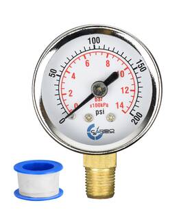 D15-csl-200t Carbo Instruments Pressure Gauge Chrome Plated Steel Case Dry 0-200 Psi/kpa Lower Mount 1/8