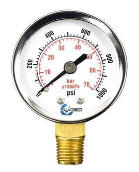 D20-csl-1.0k Carbo Instruments 2 Inch Pressure Gauge Chrome Plated Steel Case Dry 0-1000 Psi/kpa Lower Mount