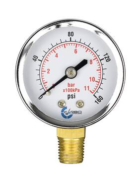 D20-csl-160 Carbo Instruments 2 Inch Pressure Gauge Chrome Plated Steel Case Dry 0-160 Psi/kpa Lower Mount