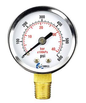 D20-csl-600 Carbo Instruments 2 Inch Pressure Gauge Chrome Plated Steel Case Dry 0-600 Psi/kpa Lower Mount 1/4