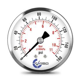 D25-csb-160 Carbo Instruments 2-1/2 Inch Pressure Gauge Chrome Plated Steel Case Dry 0-160 Psi/kpa Back Mou