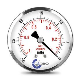 D25-csb-v00 Carbo Instruments 2-1 2 In Pressure Gauge Chrome Plated Steel Case Dry -30 Hg