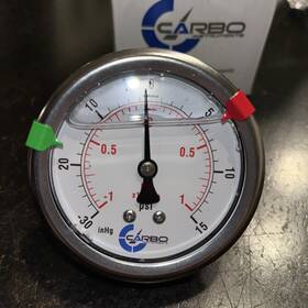 D25-csb-v15 Carbo Instruments 2-1/2 Inch Dry Compound Vacuum Gauge Chrome Plated Steel Case Back -30inhg / 15psi