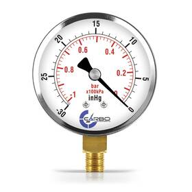 D25-csl-v00 Carbo Instruments 2-1/2 Inch Pressure Gauge Chrome Plated Steel Case Dry Vacuum -30 Hg/0 Lower