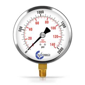D40-csl-2.0k Carbo Instruments 4 Inch 0-2000 Psi/kpa Dry Pressure Gauge 1/4 Npt Lower Mount Steel Case