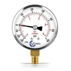 D40-csl-v60 Carbo Instruments 4 Inch Compound Vacuum Gauge Dry Chrome Plated Steel Case Lower Mnt -30hg/ 60psi