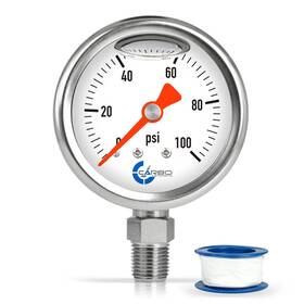 L15-ssb-100w Carbo Instruments 1-1/2 Inch Fuel Pressure Gauge Stainless Steel Case 304 Chrome Plated Brass Con