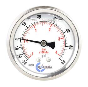 L15-sscb-v60 Carbo Instruments 1-1/2 Inch Pressure Gauge Stainless Steel Case Chrome Plated Brass Connection