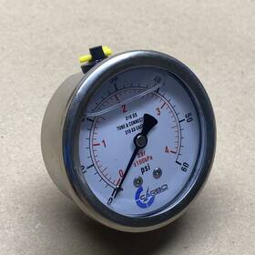 L25-assb-060 Carbo Instruments 2-1/2 Inch Pressure Gauge All Stainless Steel Liquid Filled Back Mnt 60 Psi