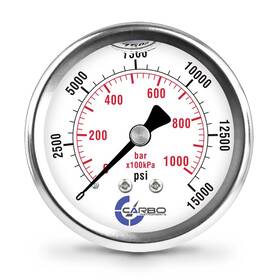 L25-ssb-15k Carbo Instruments 2 1-2 Inch Pressure Gauge Stainless Steel Case Chrome Plated Brass Connection Lqi