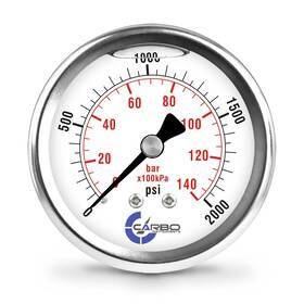 L25-ssb-2.0k Carbo Instruments 2 1-2 Inch Pressure Gauge Stainless Steel Case Chrome Plated Brass Connection