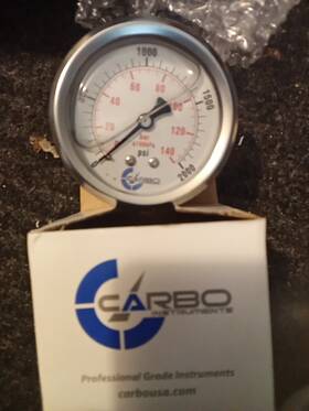 L25-sscb-2.0k Carbo Instruments 2-1/2 Inch Pressure Gauge Stainless Steel Case Liquid Filled Back Mnt 2000 Psi