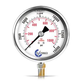 L40-ssl-15k Carbo Instruments 4 Inch Pressure Gauge Stainless Steel Case Liquid Filled Lower Mnt 15000 Psi