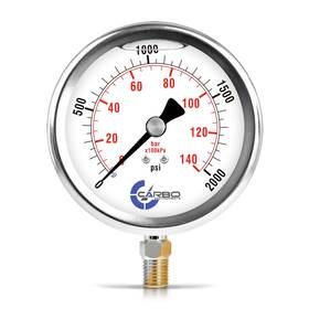 L40-ssl-2.0k Carbo Instruments 2000 Psi Glycerin Liquid Filled Pressure Gauge 4 Inch Dial 1/4 Npt Lower Mount