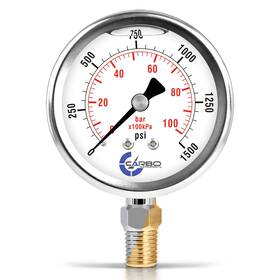 Carbo Usa 445018124110 Instruments Stainless Steel Pressure Gauge Dual Display 0-1500 Psi /kpa