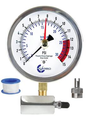 Dc40-pg-015 Carbo Usa 4 Inch Gas Test Pressure Gauge 15 Pound Psi / 30 In Of Mercury 3/4 Fnpt Con S Dc40-pg-015 Carbo Usa 4 Inch Gas Test Pressure Gauge 15 Pound Psi / 30 In Of Mercury 3/4 Fnpt Con S
