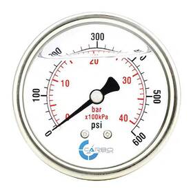L25-ssb-600 Carbousa Liquid Filled Pressure Gauge 2 1/2 Inch 600 Psi