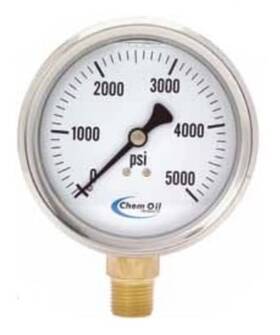 210l-254n Chem Oil Products Liquid Fillable Gauge To 1500 Psi 2.5 Inch Dial