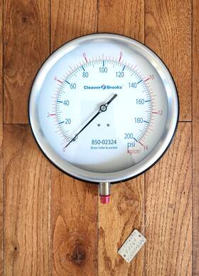 850-02324 Cleaver Brooks Pressure Gauge 8.5 Inch 0-200psi Model # Boiler