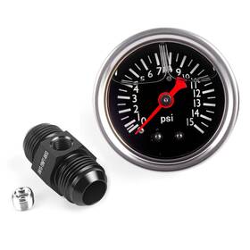 An10-18npt-an10-15 Cnraqr Universal 0-15 Psi Fuel Pressure Gauge With 10an Fitting Adapter